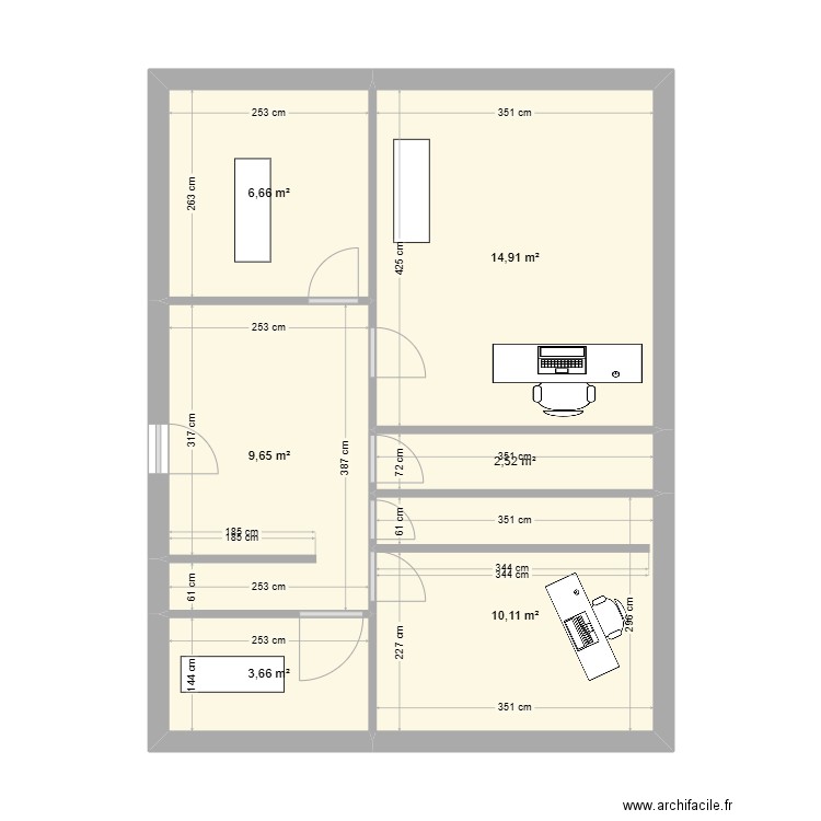 cabinet Hélia. Plan de 6 pièces et 48 m2