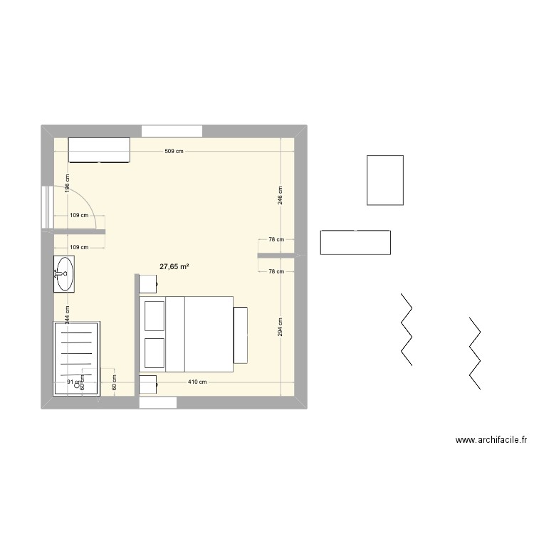 Chambre 3. Plan de 1 pièce et 28 m2