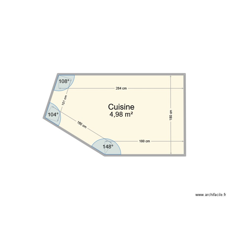 Cuisine Thonon. Plan de 1 pièce et 5 m2