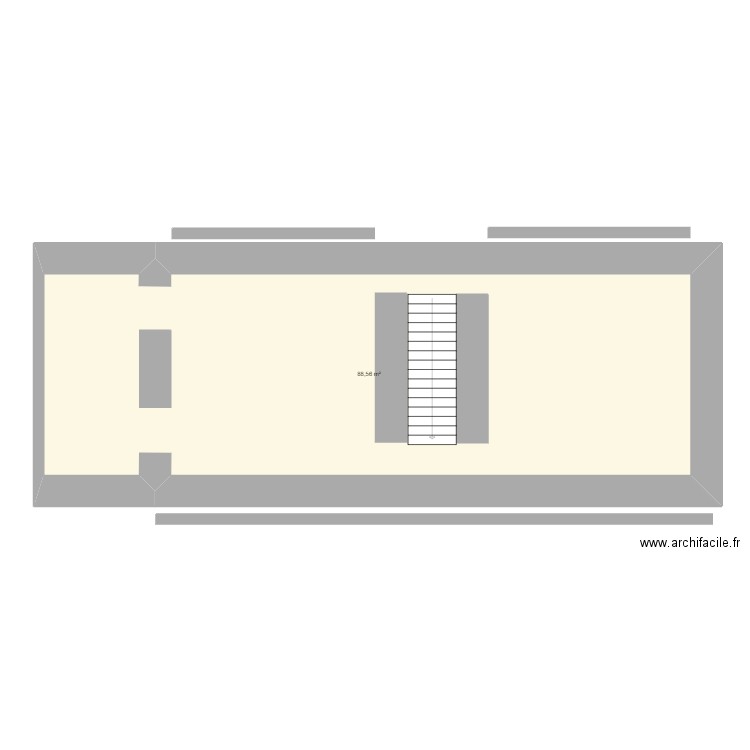 Rdc. Plan de 1 pièce et 89 m2