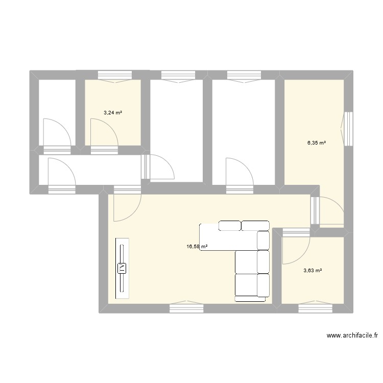 appartement 2. Plan de 4 pièces et 30 m2