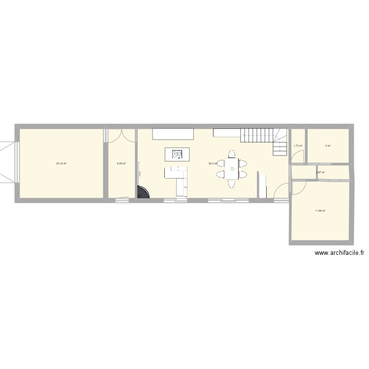 Chausey. Plan de 7 pièces et 85 m2