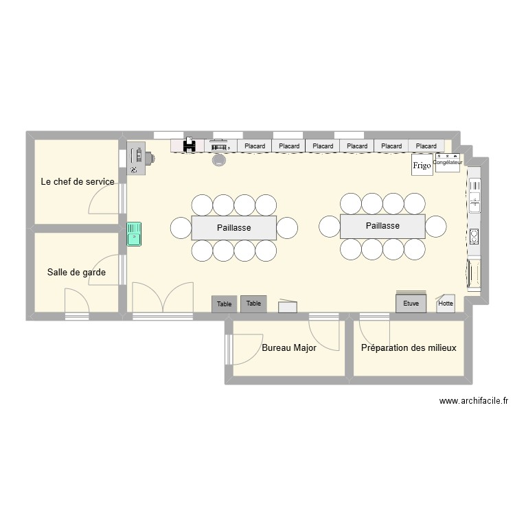 Plan synoptique du Labo de Bactériologie CHUY. Plan de 5 pièces et 95 m2