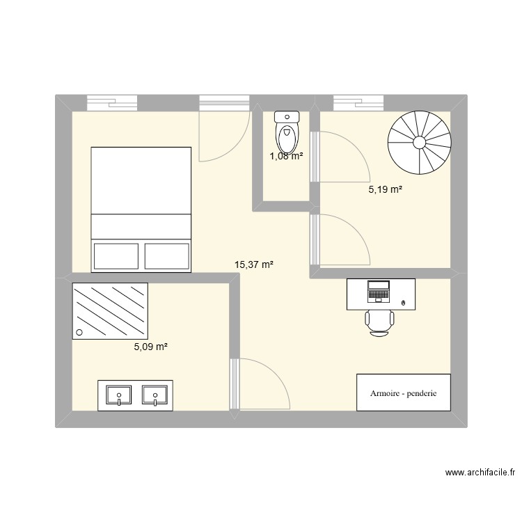 amenagement cave. Plan de 4 pièces et 27 m2