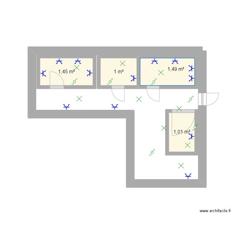 plan appart . Plan de 4 pièces et 5 m2