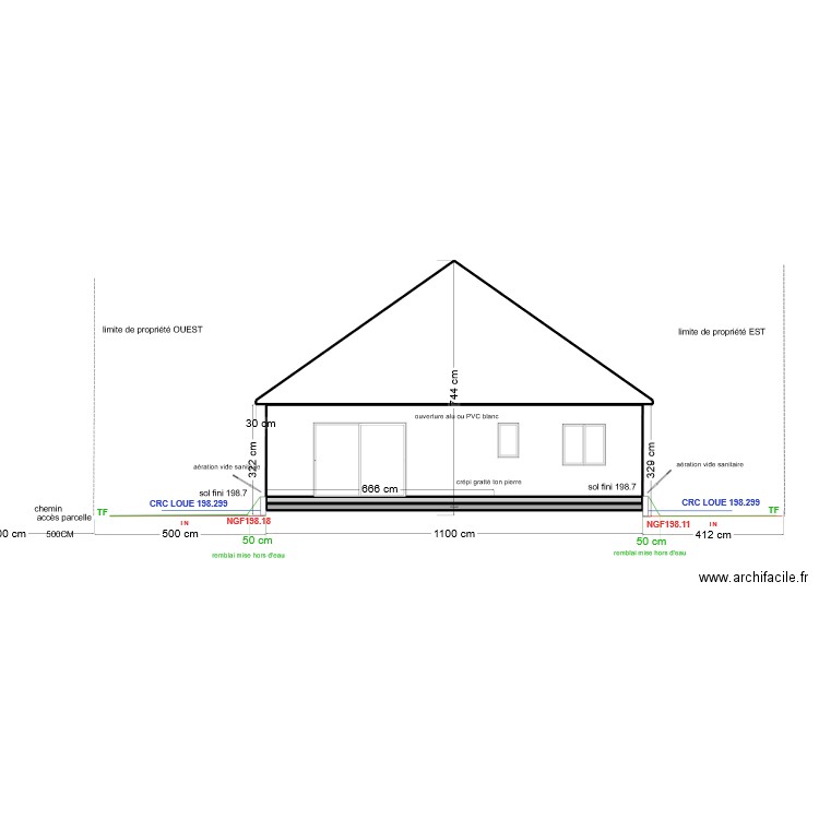 45C façade SUD. Plan de 3 pièces et 29 m2