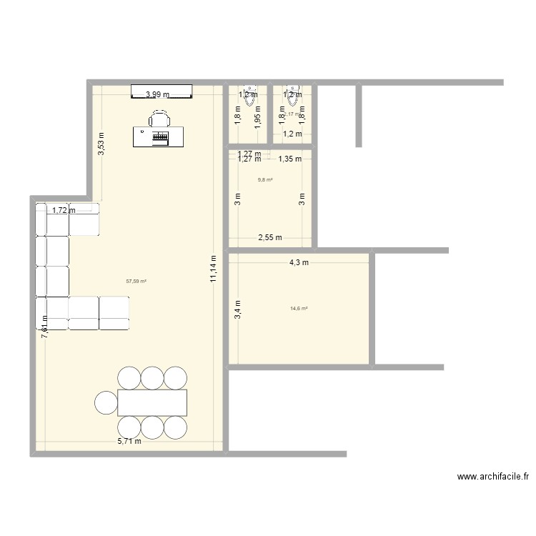 DECO. Plan de 4 pièces et 84 m2