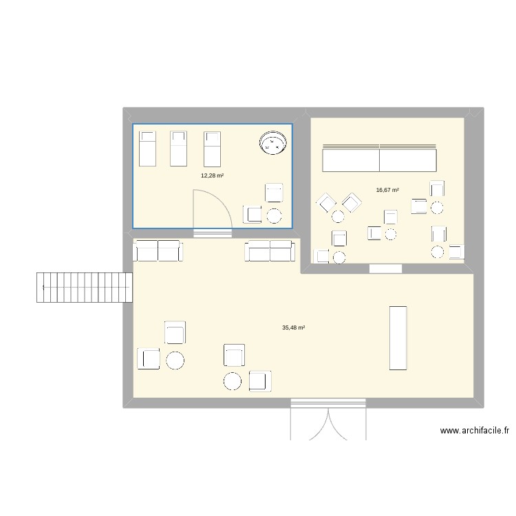 plan institu li'deal. Plan de 3 pièces et 64 m2