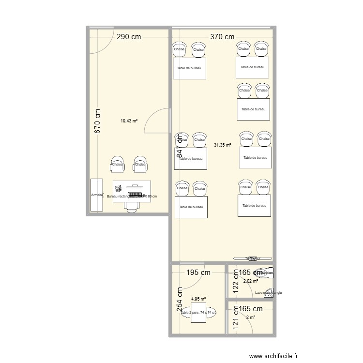 AUTO ECOLE AF CONDUITE . Plan de 5 pièces et 60 m2