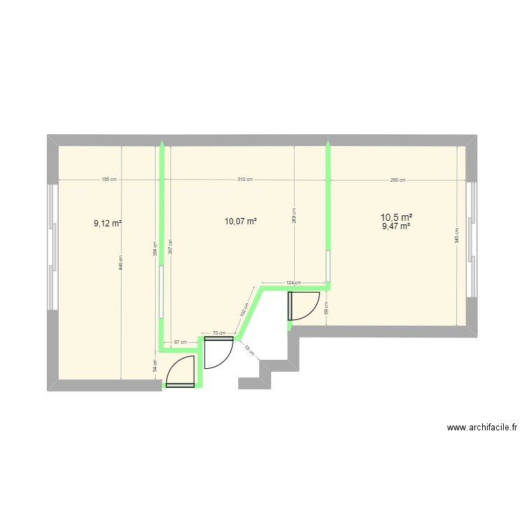 Plan Général. Plan de 3 pièces et 29 m2