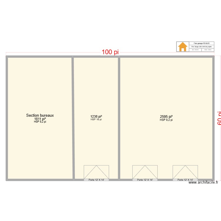 Plan garage RO-BUS. Plan de 3 pièces et 524 m2