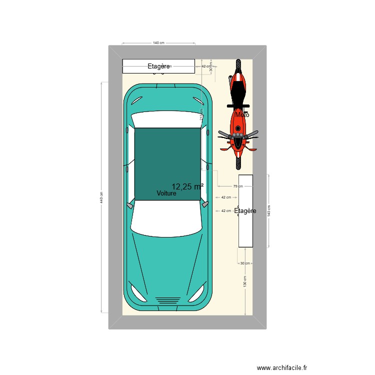 Garage Balançoires 2024. Plan de 1 pièce et 12 m2