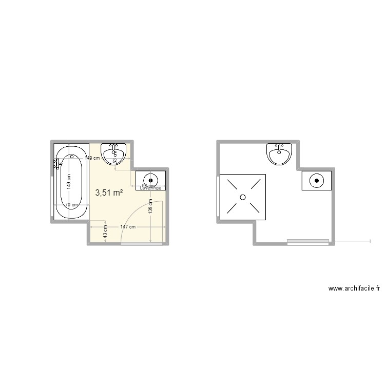 M. A ergo. Plan de 1 pièce et 4 m2