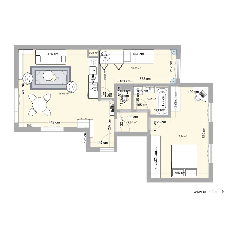 essai1. Plan de 7 pièces et 62 m2