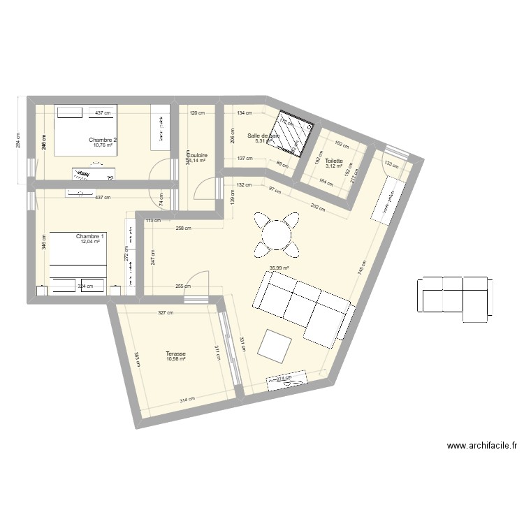 Appartement Bordeaux. Plan de 7 pièces et 82 m2