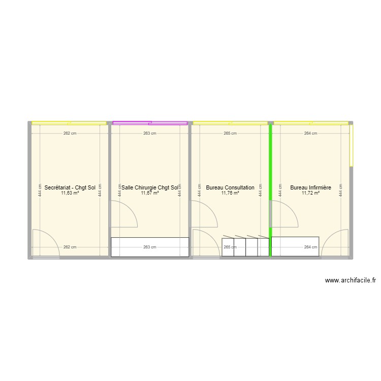 Plan Sauvegarde Lyon Dr BORGNAT. Plan de 4 pièces et 47 m2