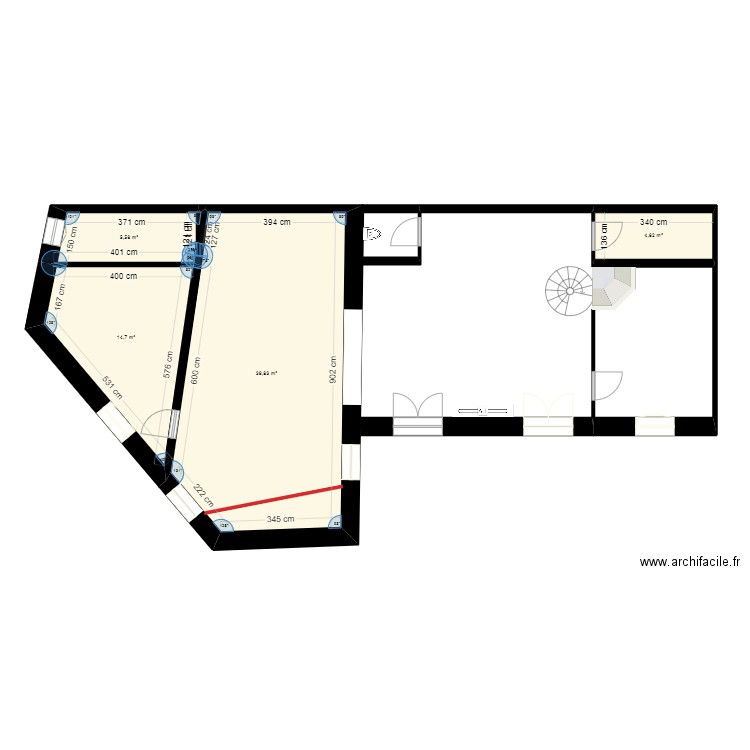 plan 003. Plan de 5 pièces et 65 m2