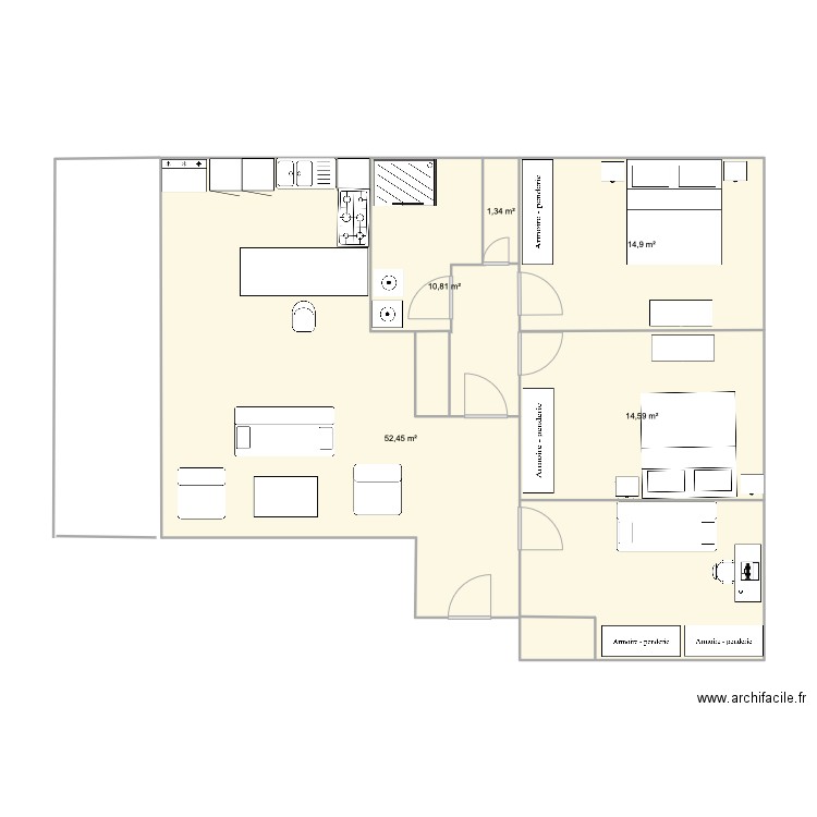 appart chatenay. Plan de 5 pièces et 94 m2