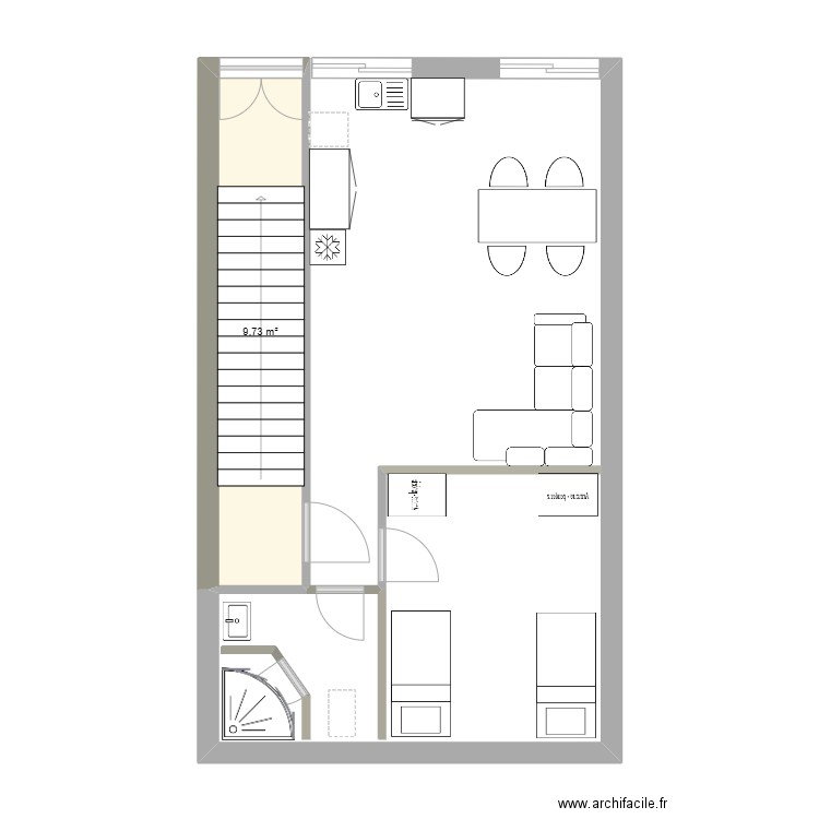 STUDBEJUNI. Plan de 1 pièce et 10 m2