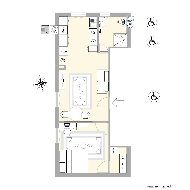 T2 chemin pascal V2. Plan de 5 pièces et 40 m2