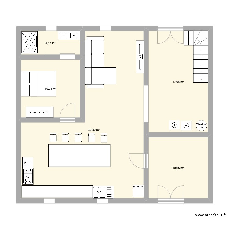 Irancy. Plan de 5 pièces et 85 m2