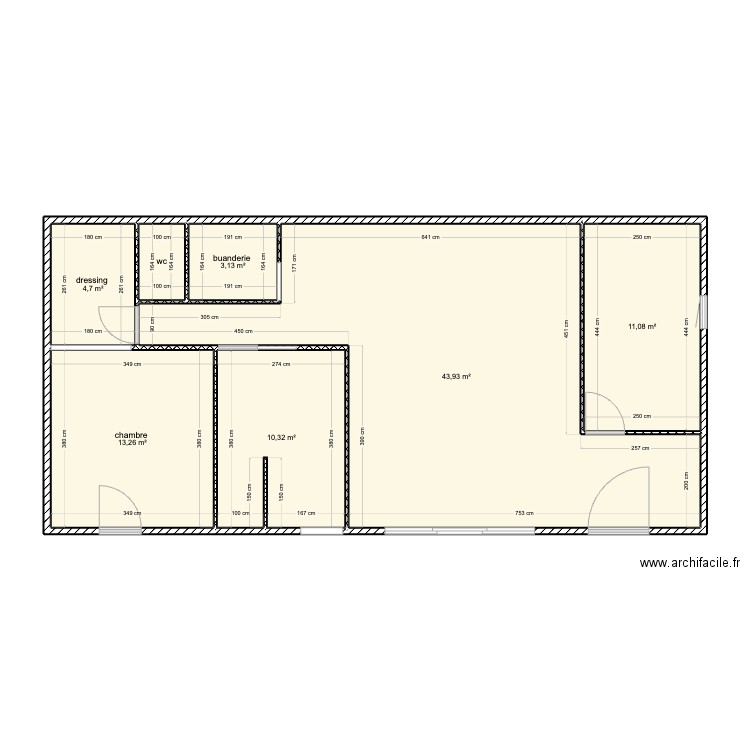 grange hiersac . Plan de 7 pièces et 88 m2