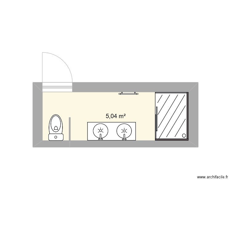 1er étage SdB chambre verte. Plan de 1 pièce et 5 m2