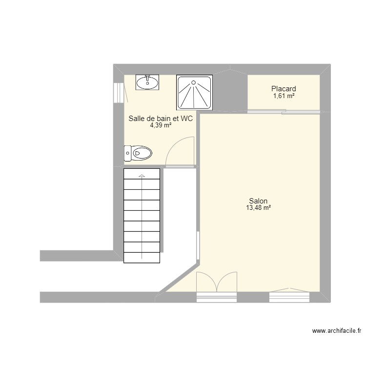 Albertini JP. Plan de 3 pièces et 19 m2