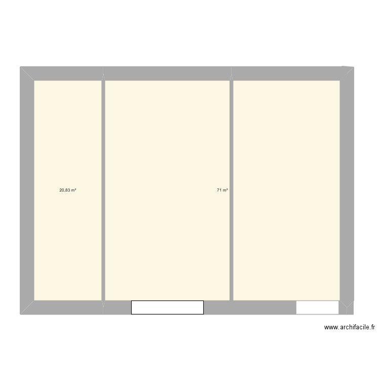 Grange. Plan de 2 pièces et 92 m2