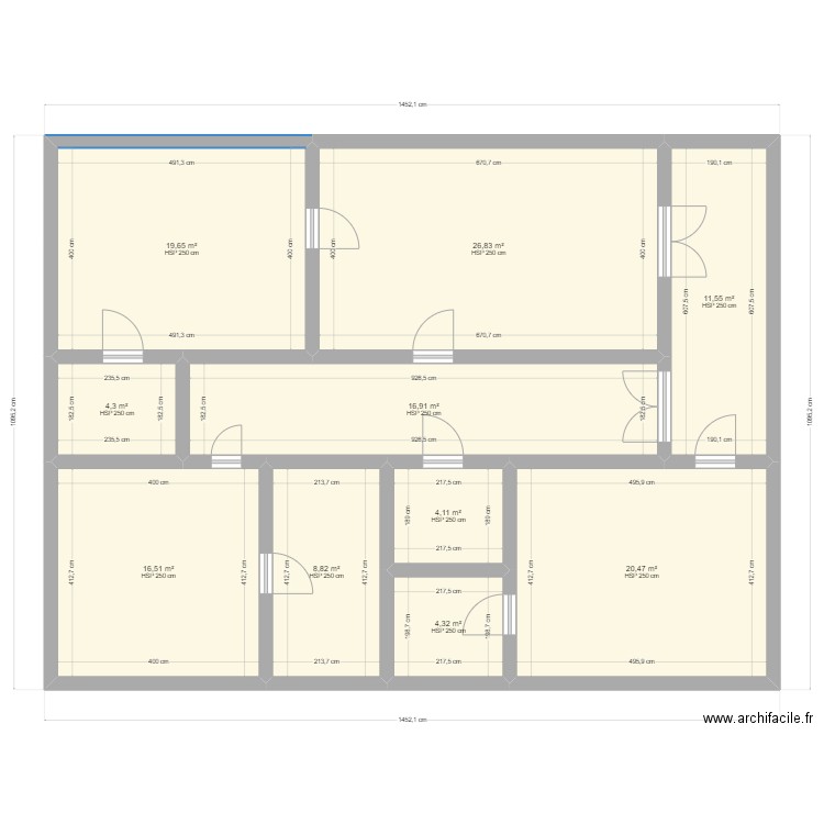 Mamou . Plan de 10 pièces et 133 m2