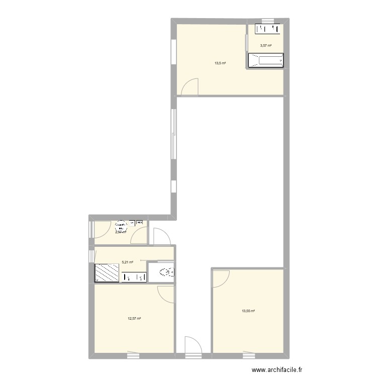 news. Plan de 6 pièces et 51 m2