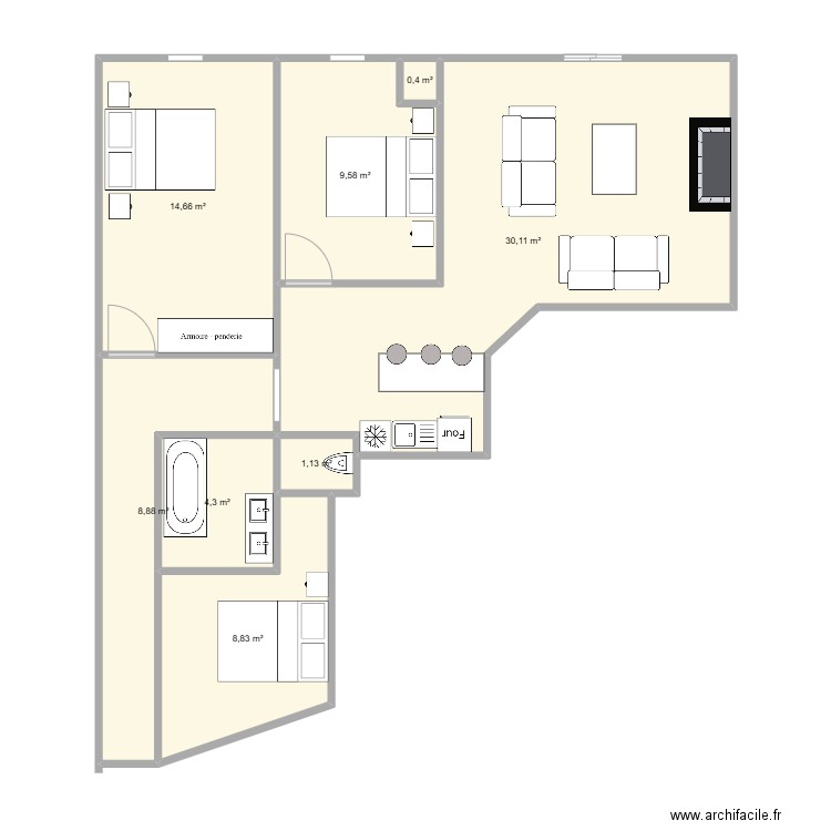 PALAIS HELIOS. Plan de 8 pièces et 78 m2