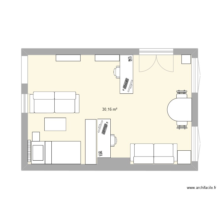 Kervégan. Plan de 1 pièce et 30 m2