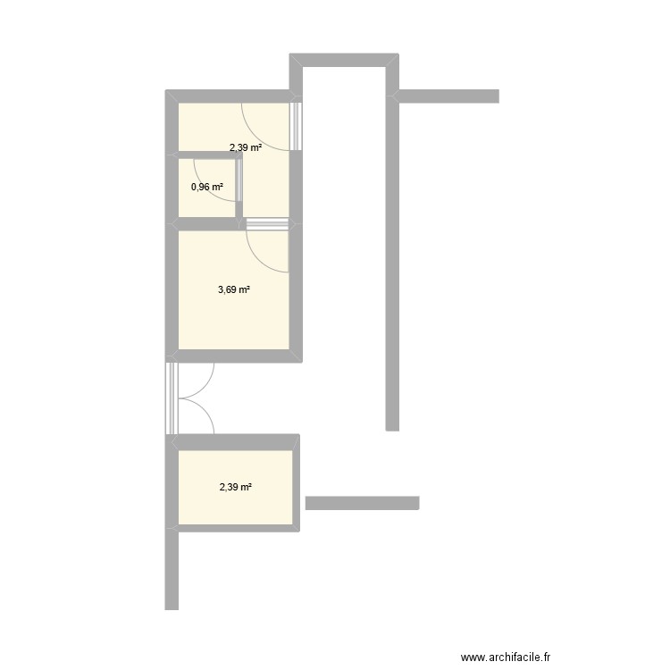 32763. Plan de 4 pièces et 9 m2