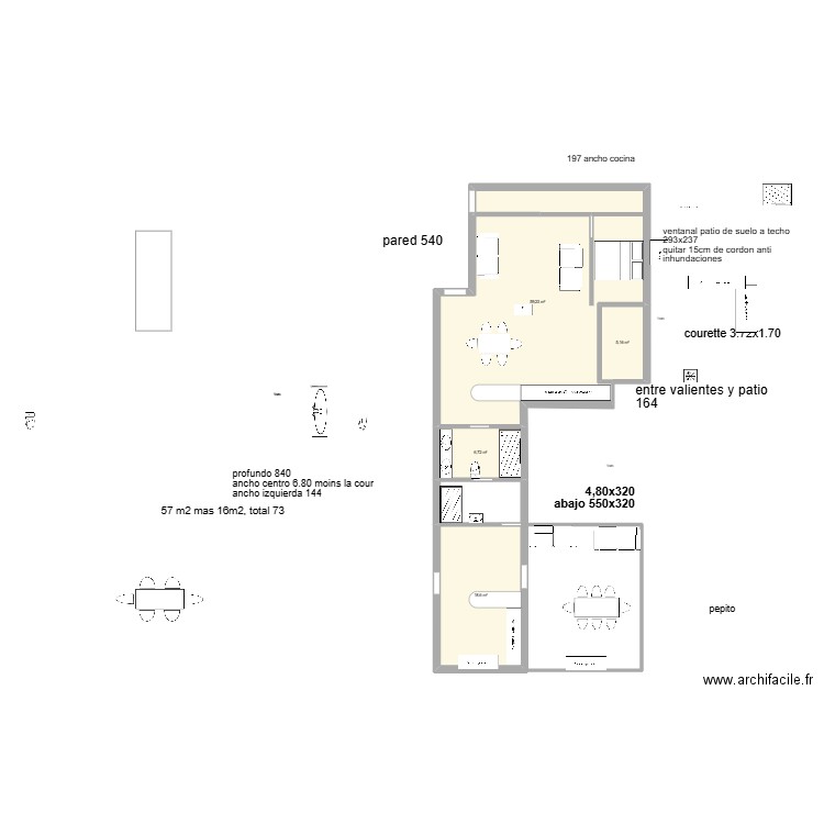 planta baja estrella del mar bis. Plan de 4 pièces et 90 m2