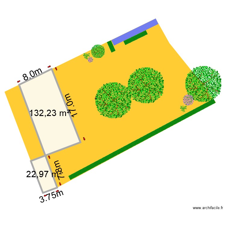 PLAN DE MASSE TERRAIN avant travaux. Plan de 2 pièces et 155 m2