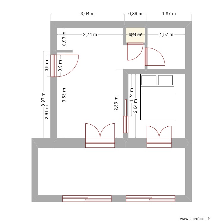 Test maison six four. Plan de 1 pièce et 1 m2