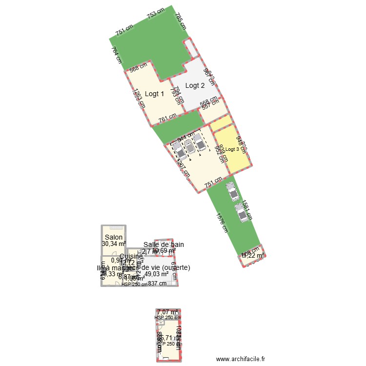 Plan Bresles cotation et aménagement. Plan de 41 pièces et 741 m2