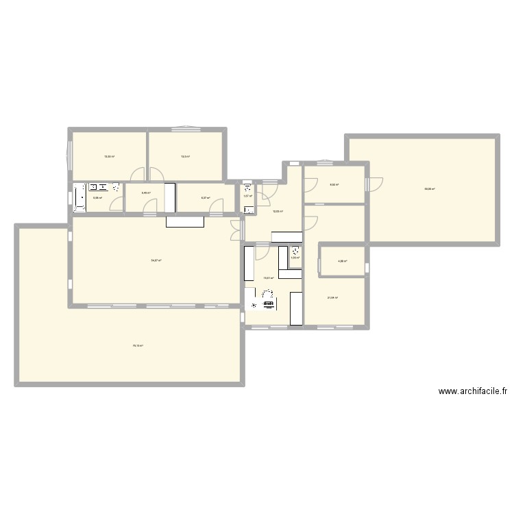 163,21. Plan de 15 pièces et 288 m2