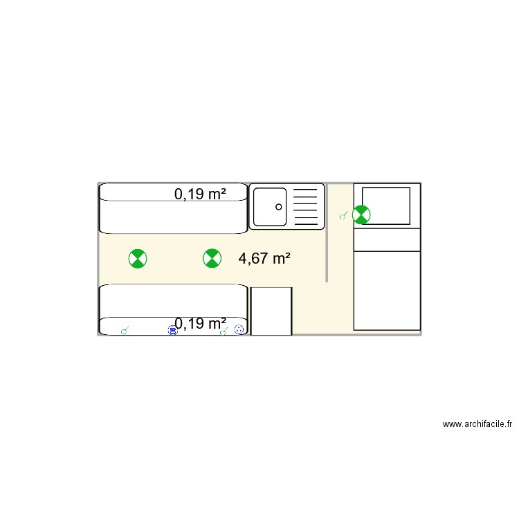 sprinter. Plan de 3 pièces et 5 m2