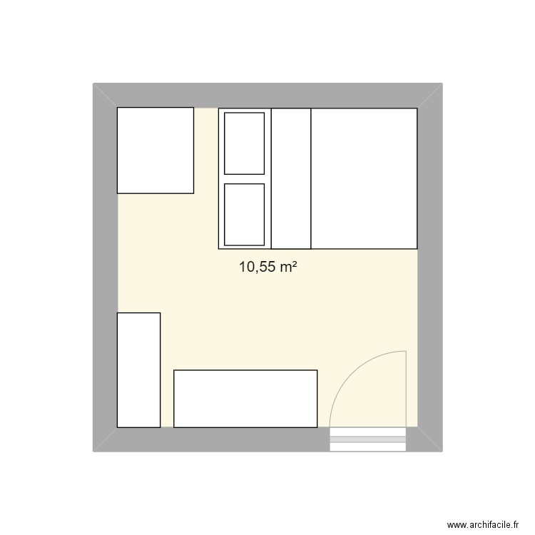 Chambre. Plan de 1 pièce et 11 m2