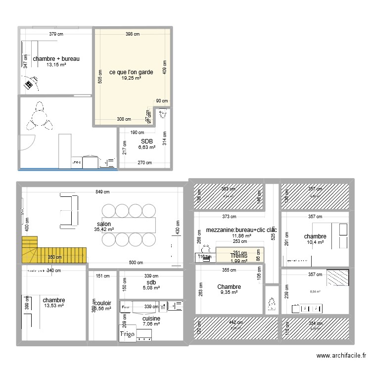 graine au vent V0. Plan de 17 pièces et 167 m2