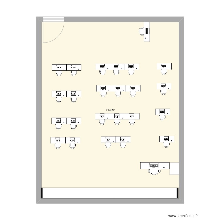 classe de math. Plan de 1 pièce et 66 m2