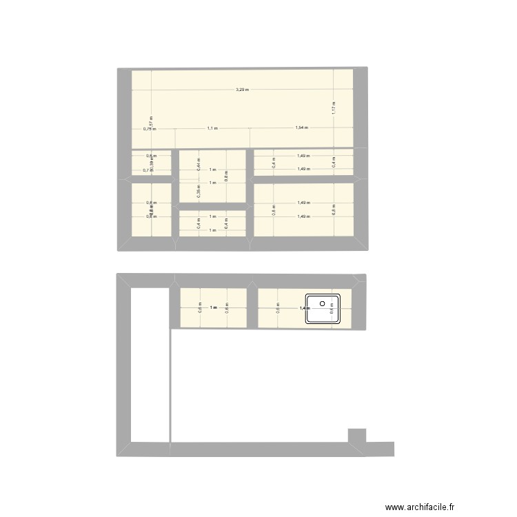 Cuisine extérieure 16-03. Plan de 8 pièces et 9 m2