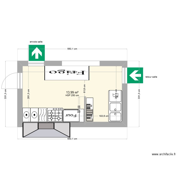 bovin . Plan de 1 pièce et 14 m2