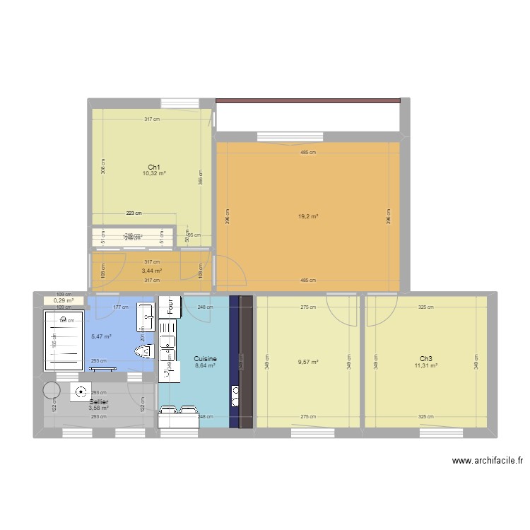 Vitry 2. Plan de 10 pièces et 73 m2