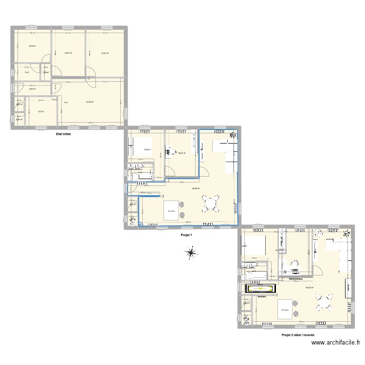 Plan clod du fleuri. Plan de 21 pièces et 207 m2