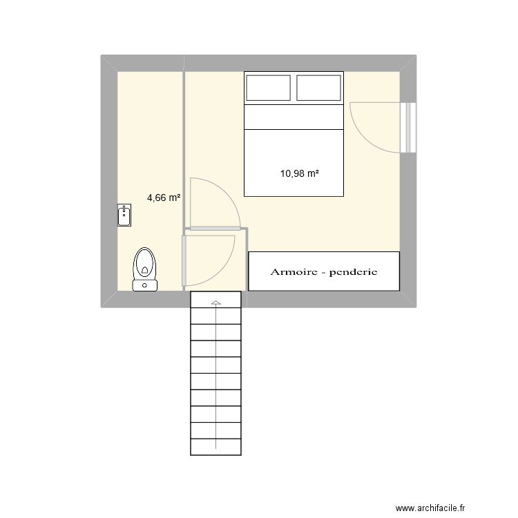 chambre garage. Plan de 2 pièces et 16 m2