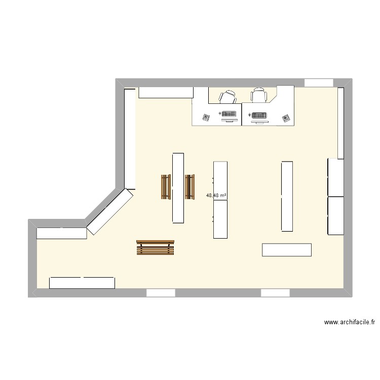 plan JD. Plan de 1 pièce et 48 m2