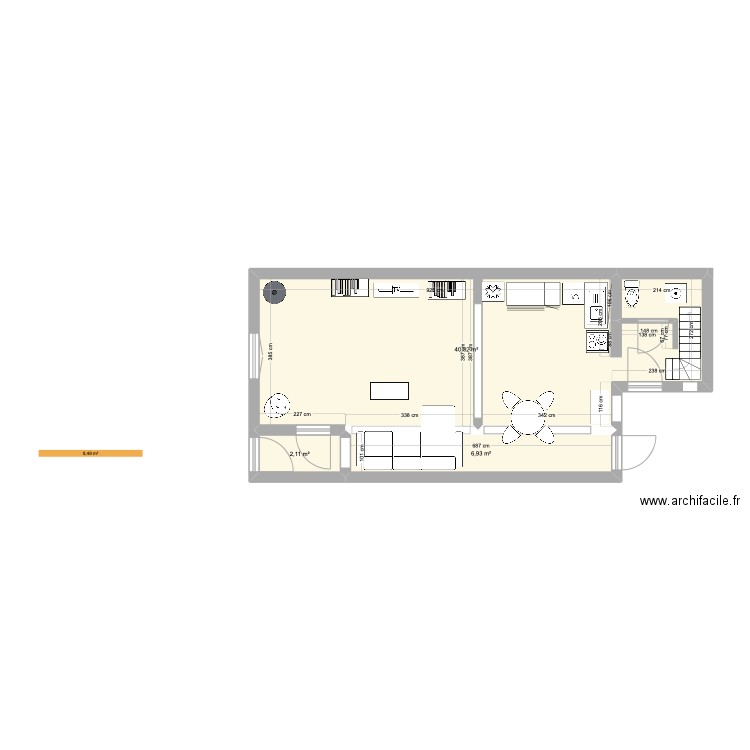 Projet VILLERS MATRICE V5. Plan de 3 pièces et 50 m2